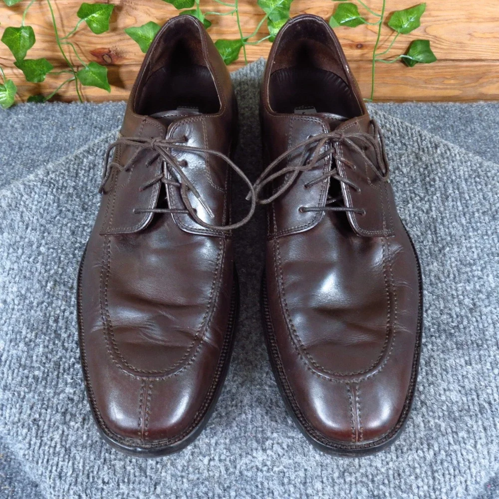 Johnston & Murphy 15-2232 Mens Oxford Size 10 Dress Brown Leather Split Toe